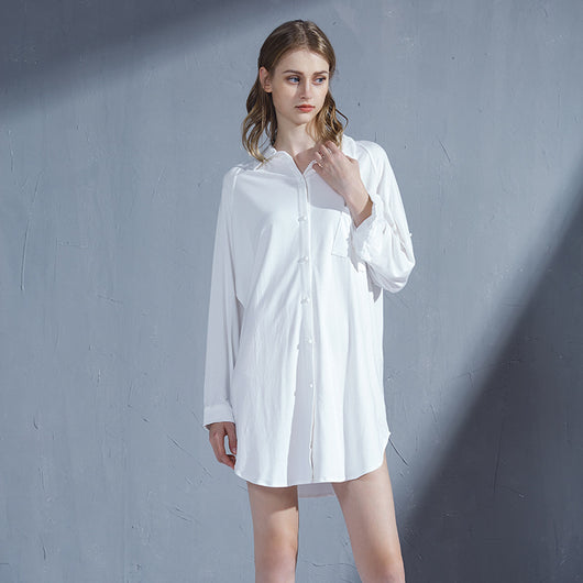 Pijama Camisón Mujer Talla Grande Cuello Camisero Cardigan Cómodo - Image 6