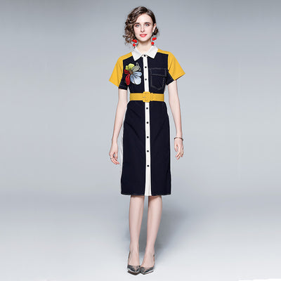 Vestido Camisero con Bordado y Cuello Solapa - Image 2