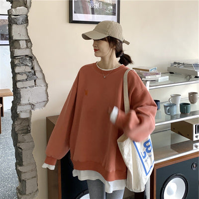 Sudadera Coreana Oversize de Dos Piezas Simuladas - Diseño Ligero Primavera - Image 5