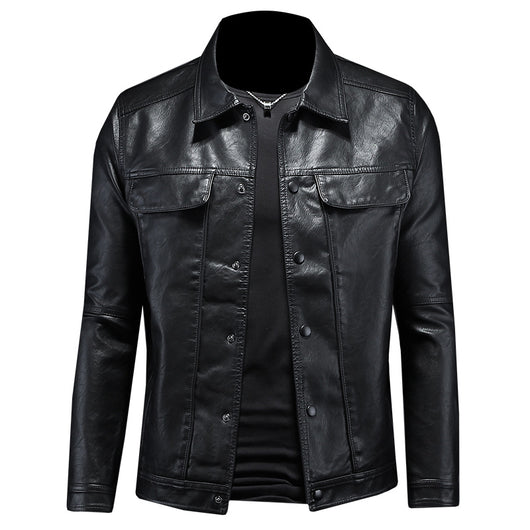 Chaqueta de Cuero para Motociclista con Solapa Clásica - Image 9
