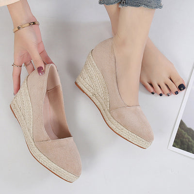 Zapatos de Tacón Alto Plataforma Punta Fina con Tejido de Paja y Tacón Grueso - Image 10