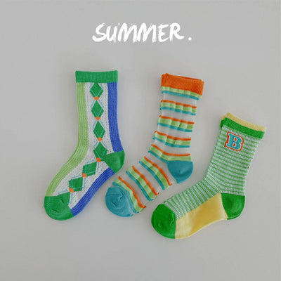 Calcetines Infantiles Verano Cuadros a Cuadros Estilo Coreano - Image 9