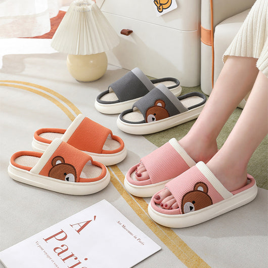 Pantuflas de Lino con Oso Adorable para Mujer - Cómodas, Antideslizantes y Transpirables - Image 13