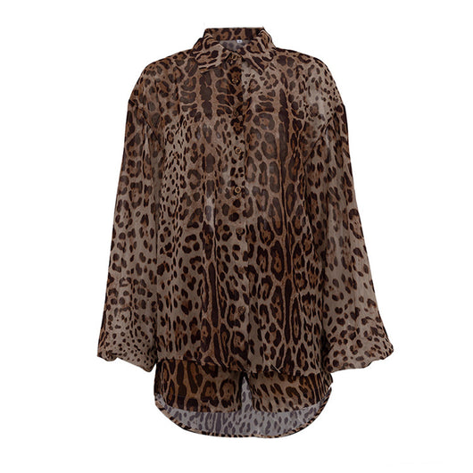 Conjunto Leopardo Transparente: Blusa Manga Larga y Shorts Sueltos - Image 22