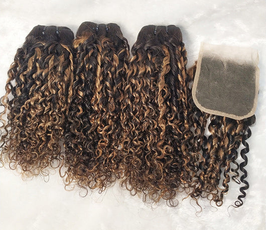Bloque de Color para Cabello Brasileño con Encaje