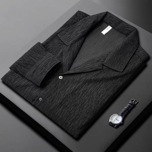 Camisa Manga Larga Cuello Cubano con Pliegues para Hombre - Image 6