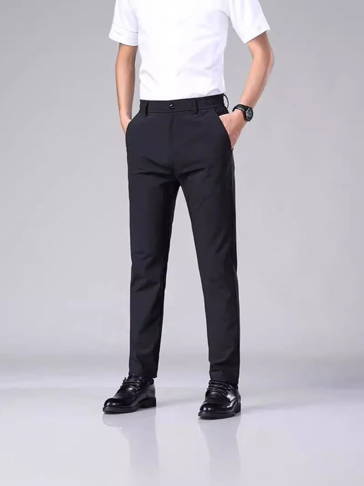 Pantalones Casuales para Hombre Ajuste Elástico Negocios Tela Ligera - Image 2