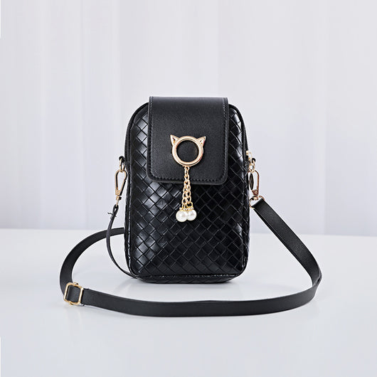 Bolsa Bandolera Tejida para Celular con Borla de Perlas - Image 19