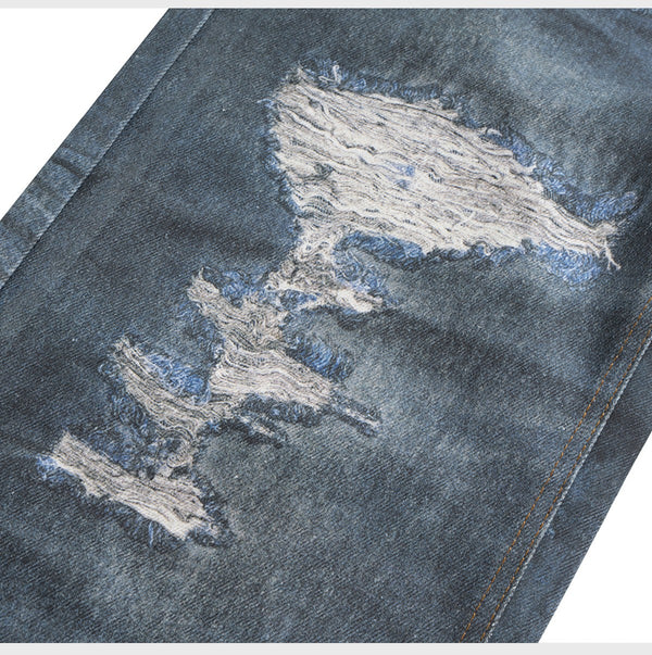 Pantalones Rectos Desgastados con Efecto Vintage para Hombre y Mujer
