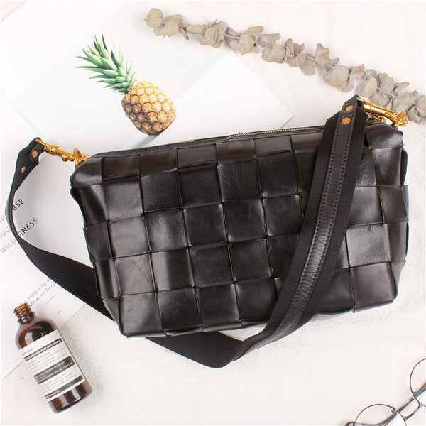 Bolso Artesanal Tejido a Mano con Cuero Curtido Vegetal