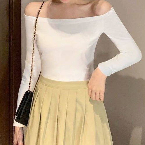 Blusa Elegante Descubierta de Hombros con Mangas Largas Ajustadas - Image 2