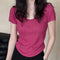 Camiseta Ajustada de Verano para Mujer - Cuello Redondo, Manga Corta y Cintura Definida
