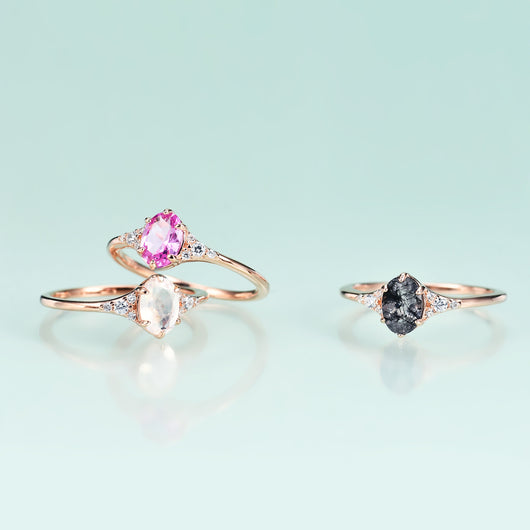 Anillo de Plata 925 con Cristal Negro y Gema de Oro Rosado - Image 3