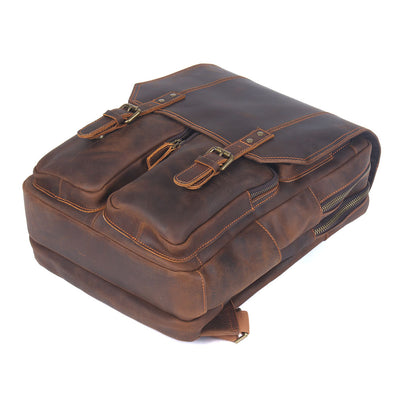 Mochila Retro de Cuero para Hombre - Bolsa Escolar de Gran Capacidad - Image 11