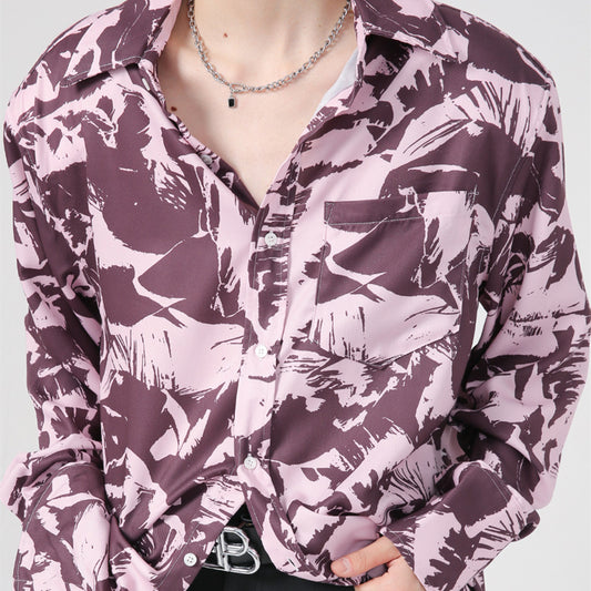 Camisa Estilo Coreano con Hombreras y Estampado Gráfico Moderno - Image 2