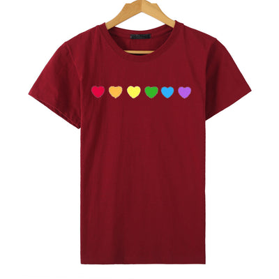 Playera Estampada Corazón Arcoíris Manga Corta - Image 4