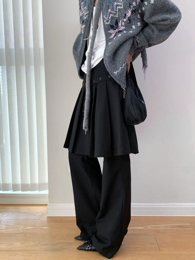Pantalón Casual Coreano Falsa Dos Piezas con Diseño de Peto - Image 28