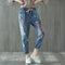 Jeans Cropped Rotos con Bordado Artístico y Cintura Elástica