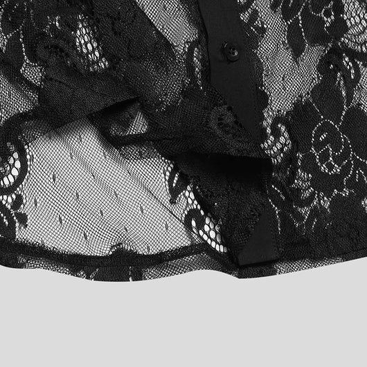Camisa de Malla Transpirable con Encaje de Manga Larga para Hombre - Image 7