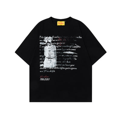 Camiseta Suelta Hip Hop Algodón Puro Estilo Retro Urbano para Hombre - Image 5