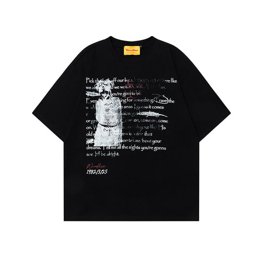 Camiseta Suelta Hip Hop Algodón Puro Estilo Retro Urbano para Hombre - Image 5