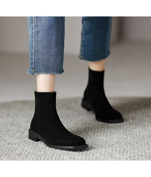 Botas Retro Francesas de Tacón Grueso y Punta Cuadrada para Mujer - Image 19