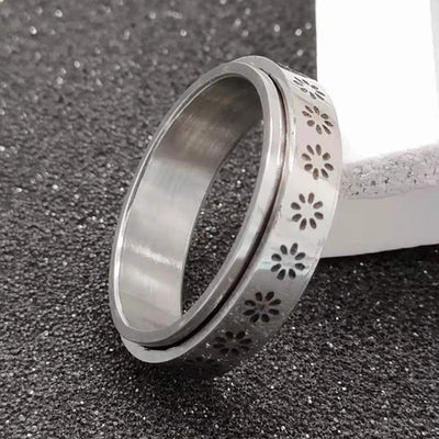 Anillo Giratorio de Acero Inoxidable con Luna y Estrellas para Aliviar Ansiedad - Image 12