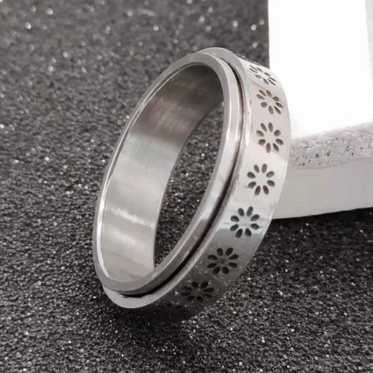 Anillo Giratorio de Acero Inoxidable con Luna y Estrellas para Aliviar Ansiedad - Image 12