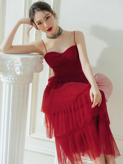 Vestido Largo Fluido Rojo Oscuro con Tirantes Cruzados - Image 11