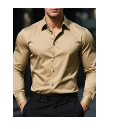 Camisa Ejecutiva de Manga Larga Color Sólido - Image 10