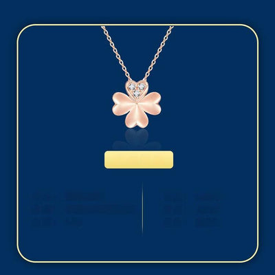 Collar de Oro 18K Trébol de la Suerte con Diamantes en Oro Rosa - Image 6