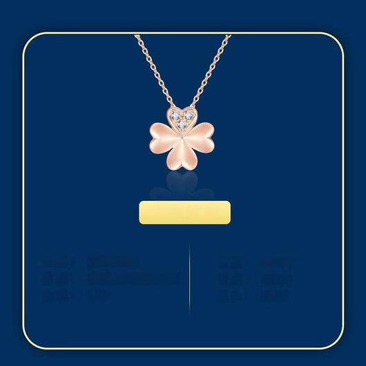 Collar de Oro 18K Trébol de la Suerte con Diamantes en Oro Rosa - Image 6