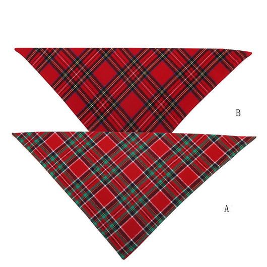 Pañuelo Triangular de Algodón Doble para Mascotas - Babero Cálido Cuadros Navideños - Image 8