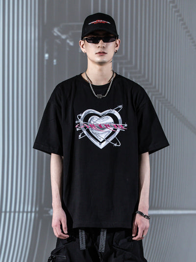 Playera Suelta con Estampa Love Metal para Parejas - Image 9
