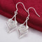 Aretes Geométricos de Plata con Zirconia Cúbica en Forma de Corazón y Estrella
