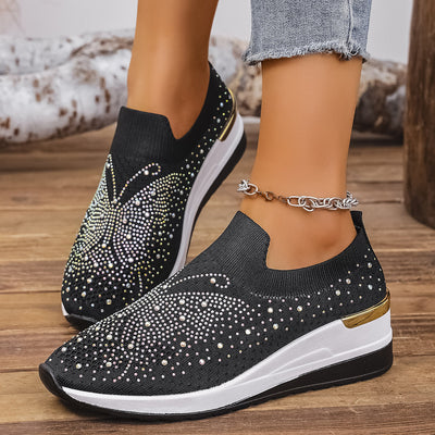 Zapatos de Tacón Cuña Verano para Mujer con Strass y Punta Redonda - Image 3