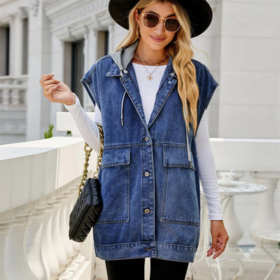 Chaleco Denim sin Mangas Mujer - Tendencia Europea Americana Verano