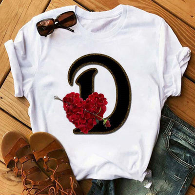 Playera Casual Estampado Alfabeto Inglés Rosa para Estudiantes - Image 17