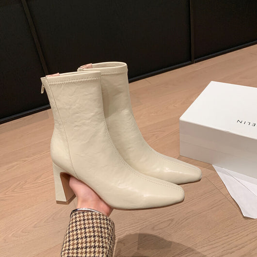 Botas de Tacón Alto Estilo Francés en Cuero Genuino para Mujer - Image 7