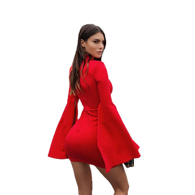 Vestido Tipo Turtleneck con Mangas Ventiladas y Detalle de Cuerno - Image 6