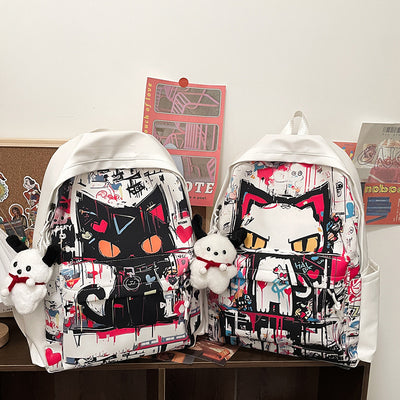 Mochila para Chicas Estilo Harajuku con Graffiti Personalizado, Simple y Versátil - Image 4