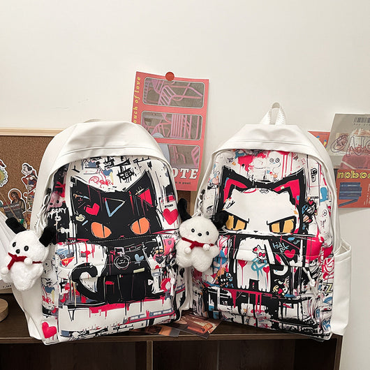 Mochila para Chicas Estilo Harajuku con Graffiti Personalizado, Simple y Versátil - Image 4
