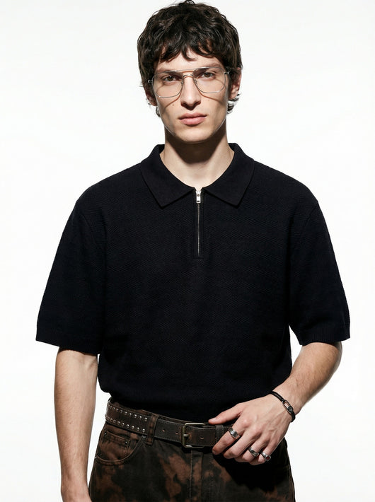 Polo Tejido Texturizado de Manga Corta para Hombre - Image 12