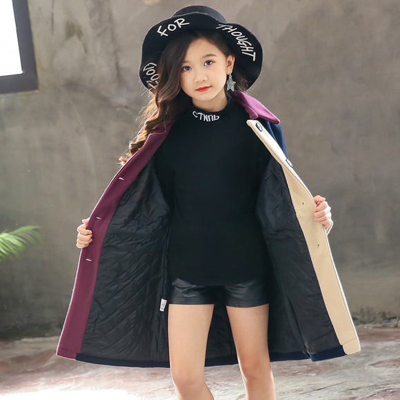 Abrigo de Lana para Niños Grandes Otoño-Invierno Coreano