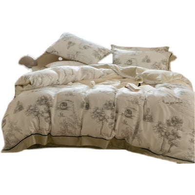 Juego de Cama Tencel Estilo Pastoral Retro de Cuatro Piezas - Image 5