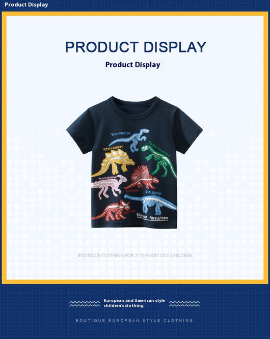 Camiseta Manga Corta Dinosaurio Cartoon para Bebé - Image 8