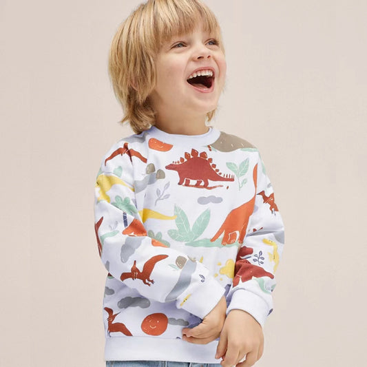 Sudadera Infantil de Algodón con Dinosaurio - Manga Larga para Niños