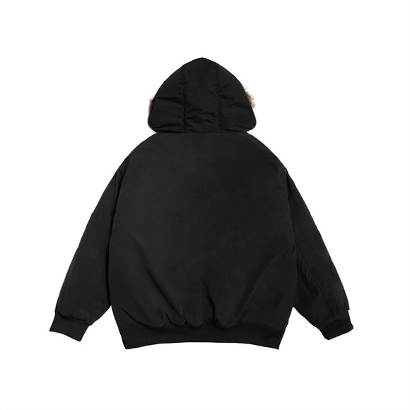 Abrigo de Invierno para Hombre con Cuello de Piel y Cierre de Metal
