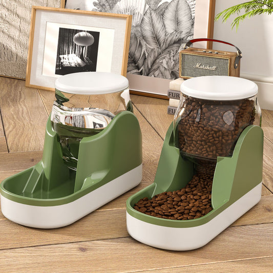 Fuente de Agua y Comedero Automático para Mascotas - Dispensador de Alimento Seco de Gran Capacidad