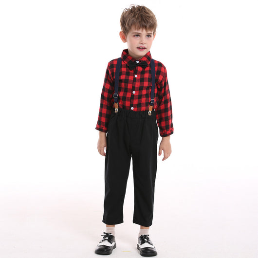 Conjunto Festivo a Cuadros para Hermanos: Camisa y Peto - Image 13